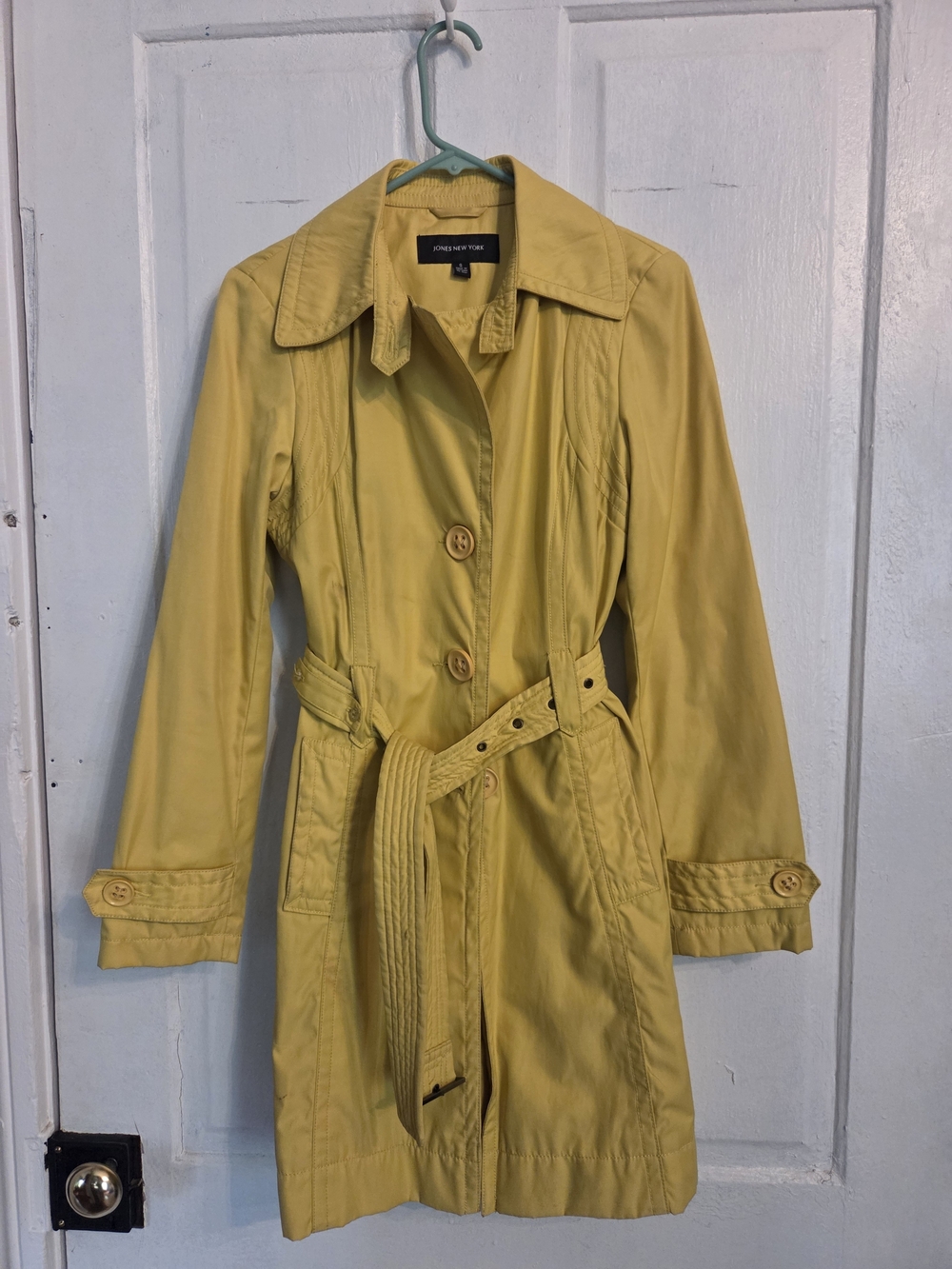 VTG Jones New York Chartreuse Belted Trench Coat